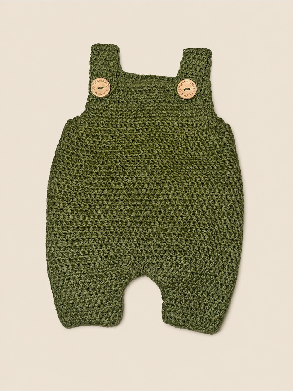 Handmade Olive Knit Baby Overalls